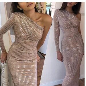 CBS One Shoulder Sequin Dress